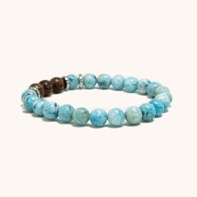Turquoise Blue Hemimorphite and Zebrawood Bracelet (8mm)