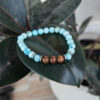 Turquoise Blue Hemimorphite and Zebrawood Bracelet (8mm)
