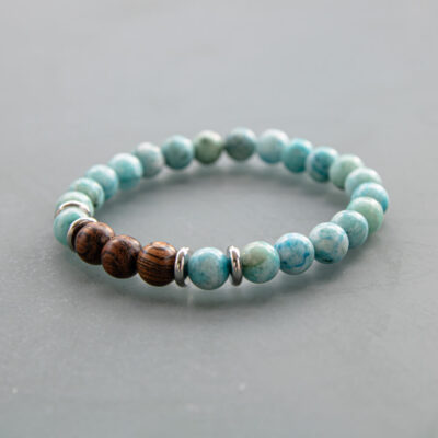 Turquoise Blue Hemimorphite and Zebrawood Bracelet (8mm)