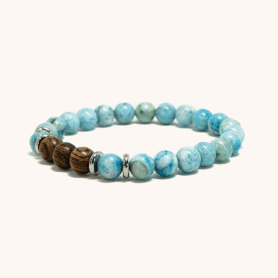 Turquoise Blue Hemimorphite and Zebrawood Bracelet (8mm)