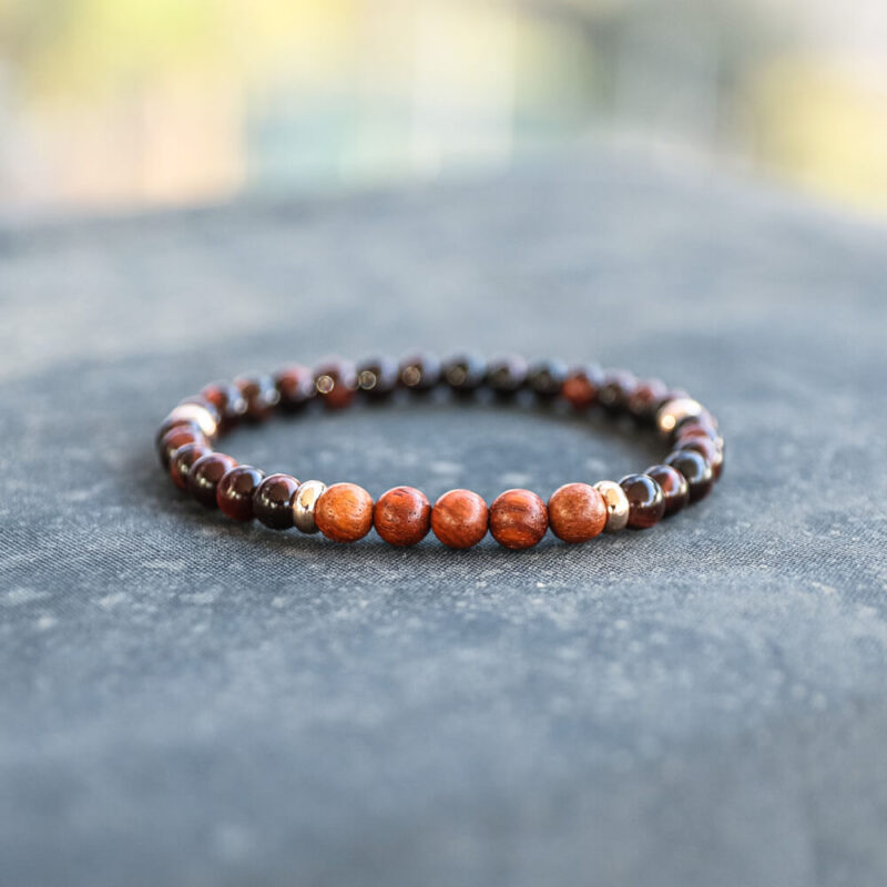 Red tiger eye and rosewood 6mm