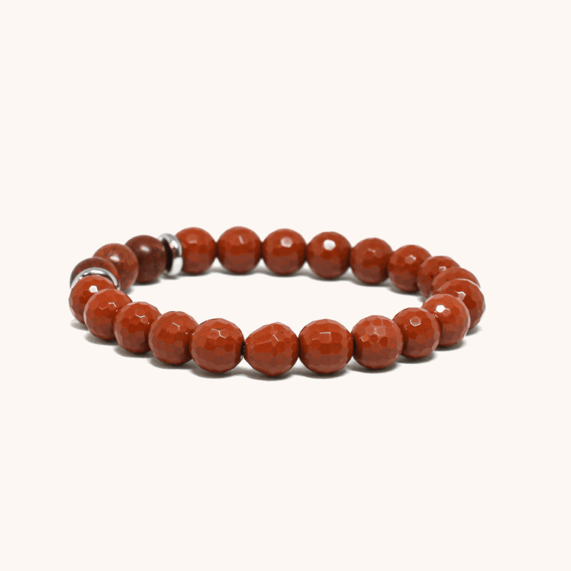 Womens Red Jasper Beaded Bracelet with Rosewood (8mm)