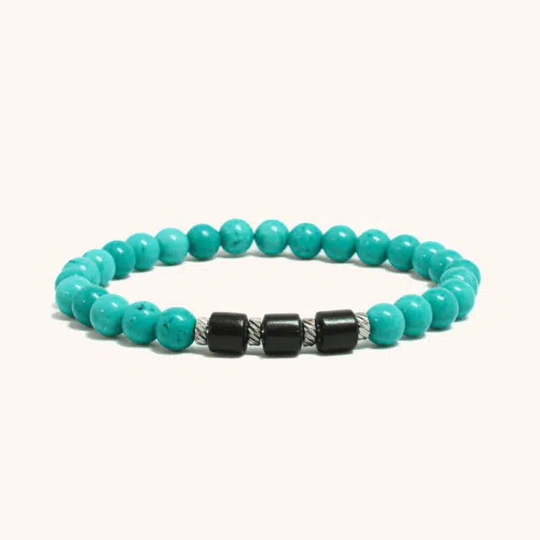 Beaded Bracelet with Turquoise and Black Wood (6mm)