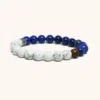 Blue & White Lapis Lazuli Bracelet with Howlite and Walnut Wood (8mm)