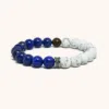 Blue & White Lapis Lazuli Bracelet with Howlite and Walnut Wood (8mm)