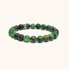 Ruby Zoisite Bracelet with Green Sandalwood and 316L Steel Engraved Bead (8mm)