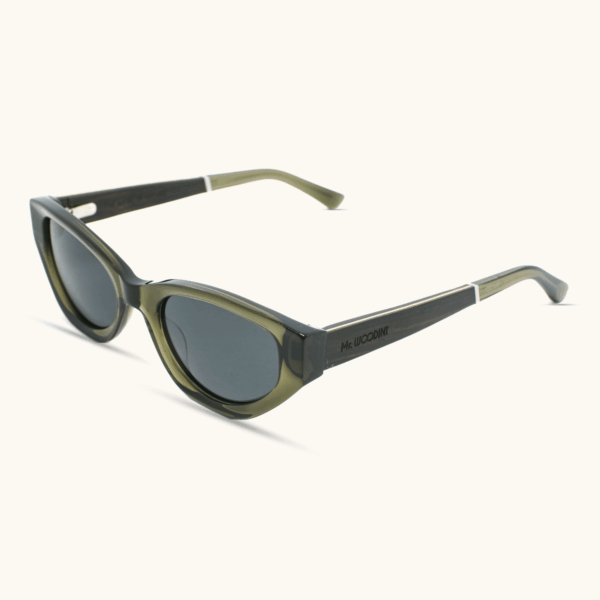 Sydney Green Cat-Eye Wood Temple Sunglasses