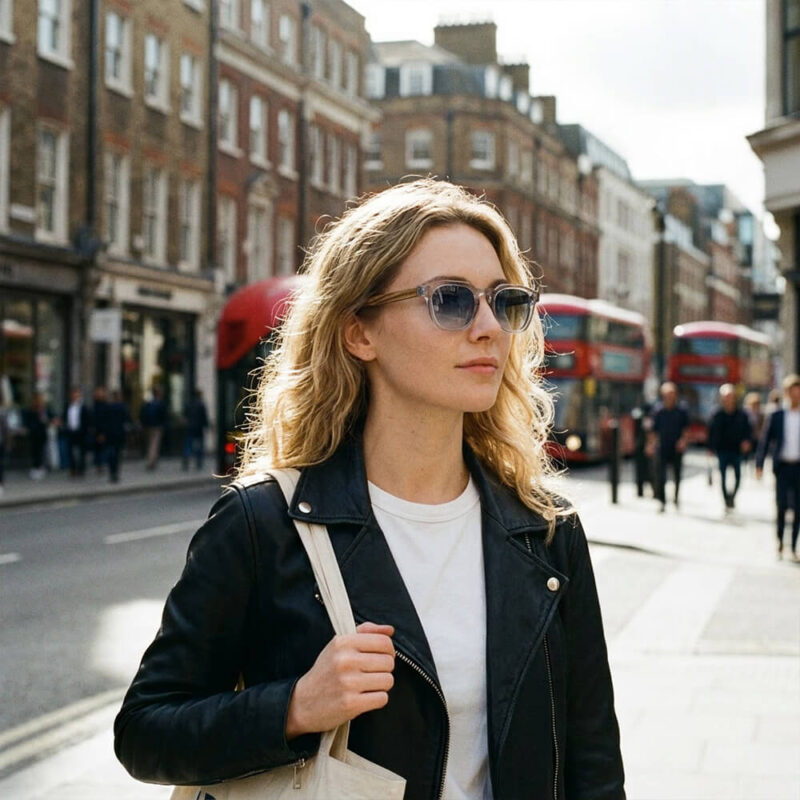 travel sunglasses with recycled wood temples - Porto model
