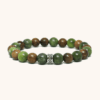 Southern Jade and Ebony Wood Bracelet with 316L Steel Engraved Bead (8mm)
