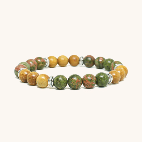 Unakite and Yellow Sandalwood (8mm)