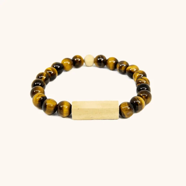 Eye Tiger Wood - Tiger Eye Stone and Canadian Maple Wood Beaded Bracelet