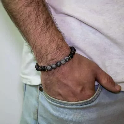 Volcano Lava Stone and Rosewood Beaded Bracelet