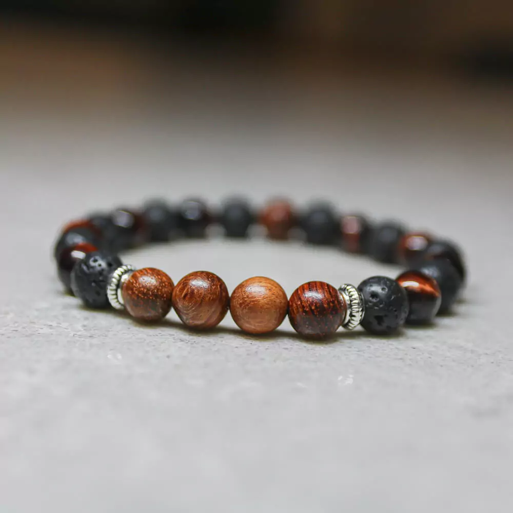 Mars Red Tiger Eye and Lava Stones Bracelet