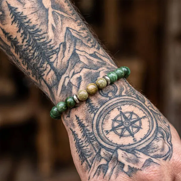 צמיד ג'ייד אפריקאי ועץ ירוק (8mm)