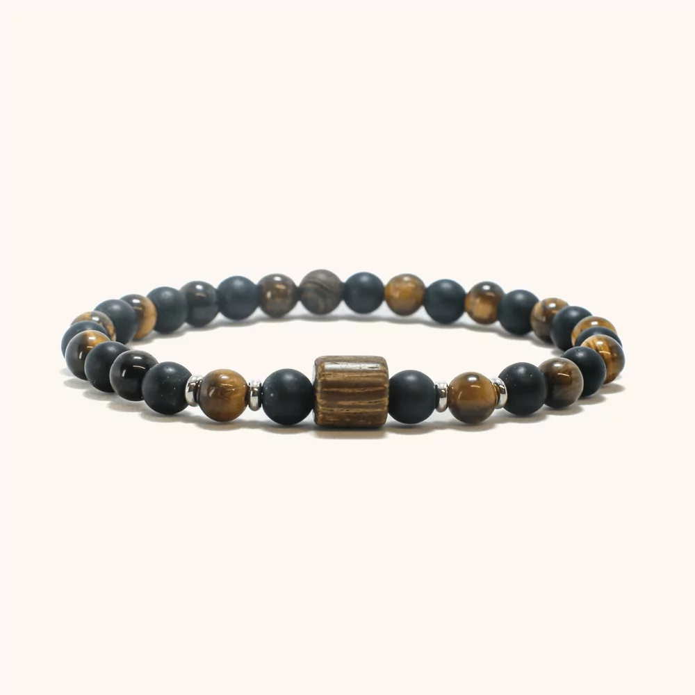 Black Onyx, Tiger Eye & Zebrawood Bracelet