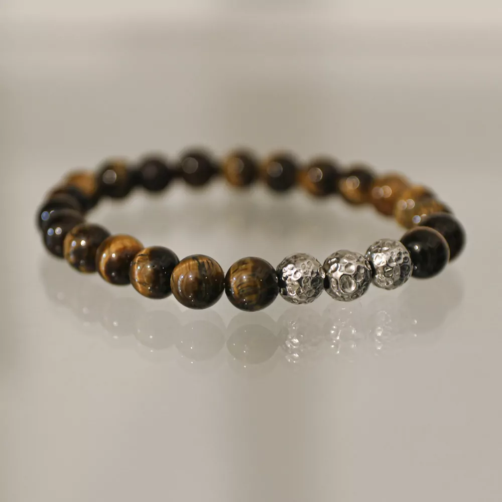 Tiger's Eye & Steel Accent Bracelet