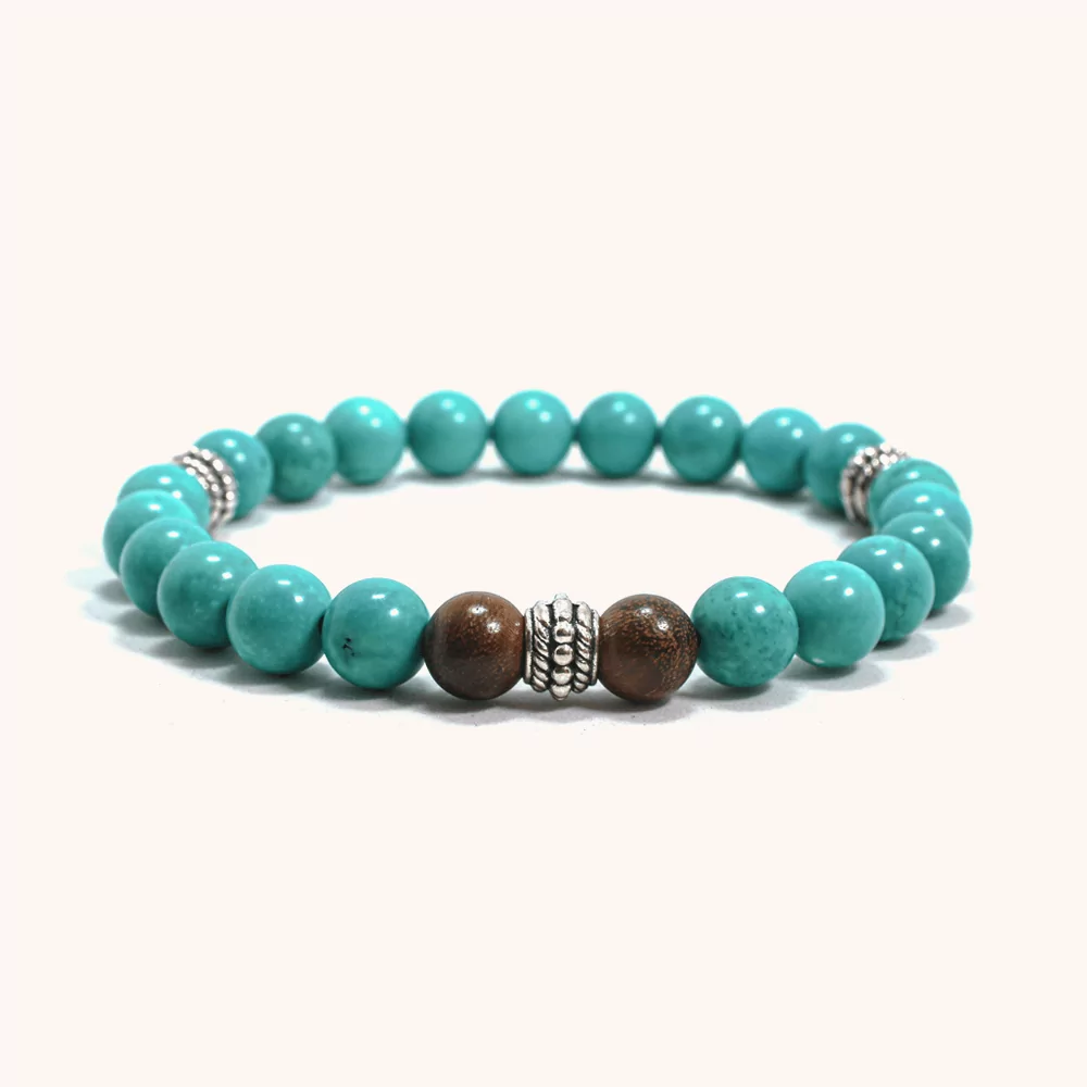 Ocean Vibes Bracelet with Turquoise Gemstones & Ebony Wood