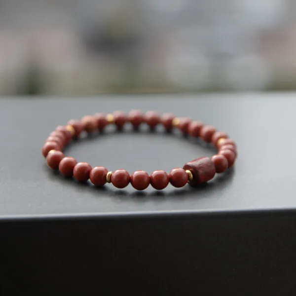 Red Jasper and Rosewood Beaded Bracelet