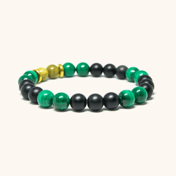 Malachite and Black Agate Beaded Bracelet (8mm)