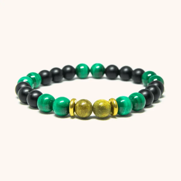 Malachite and Black Agate Beaded Bracelet (8mm)